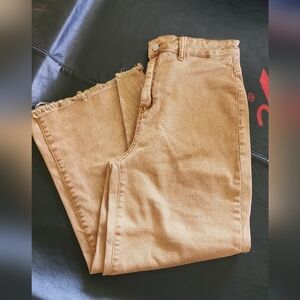 Zenana Cropped Tan Jeans